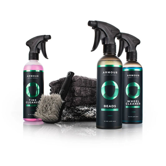 Armour Wheel and Tire Bundle (Includes Tire Cleaner, Beads, Wheel Cleaner, Detail Factory Brush, TRC Ultra Wheel Mitt, 3Pk TRC Gauntlet 12In X 12In)